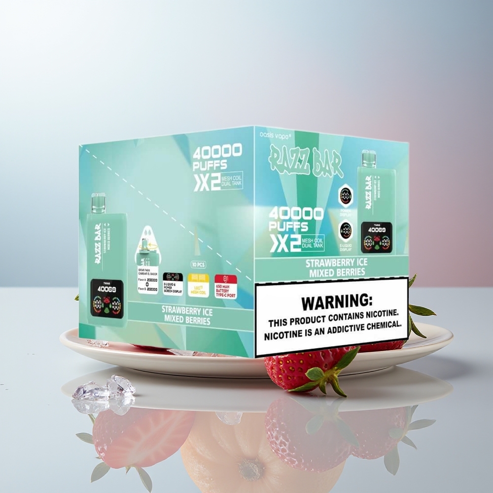 Wholesale Canada Razz Bar Disposable Vape 40000 Puffs Mesh Coil Strawberry Ice - Mixed Berries