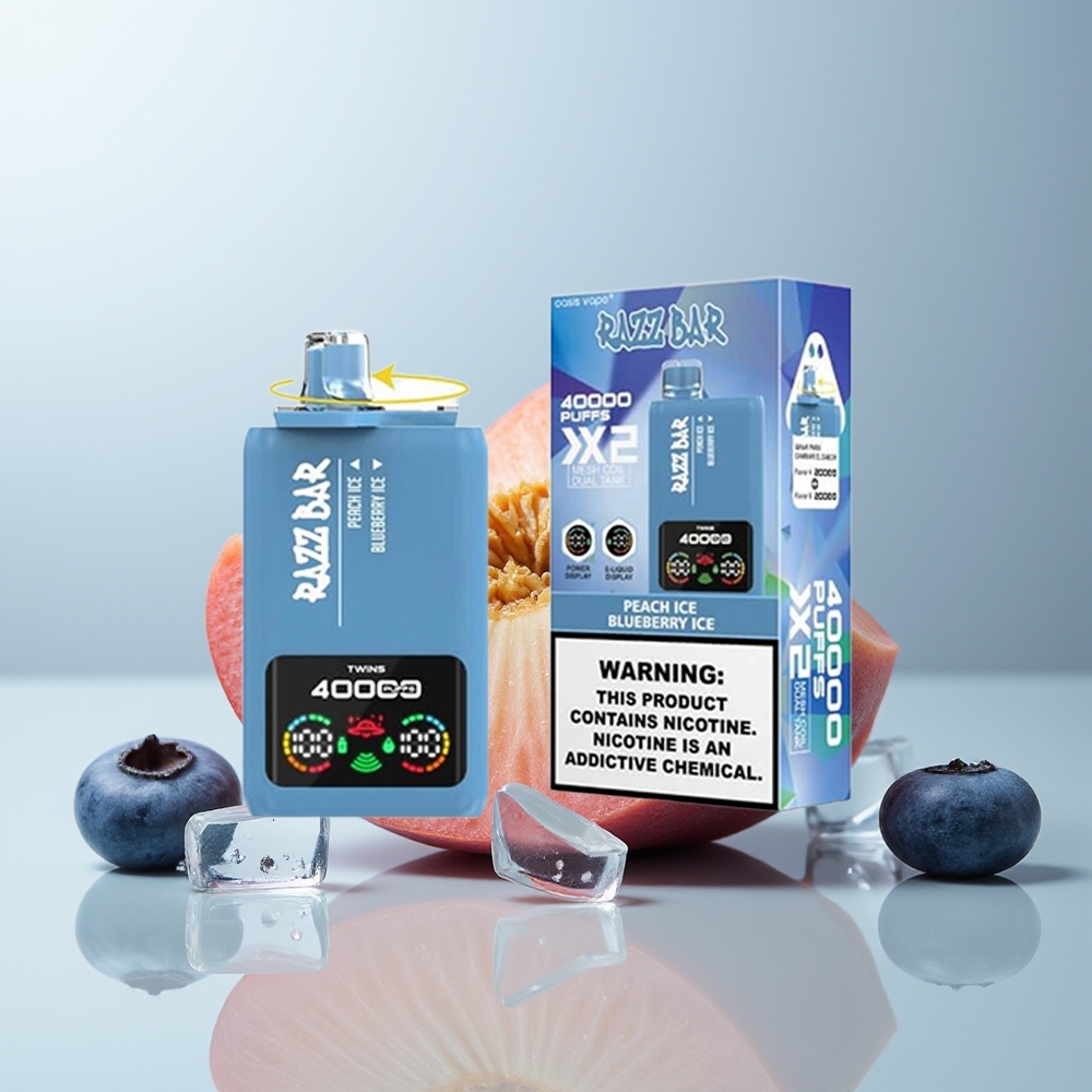 Wholesale Canada Razz Bar Disposable Vape 40000 Puffs Power Screen Display Peach Ice - Blueberry Ice