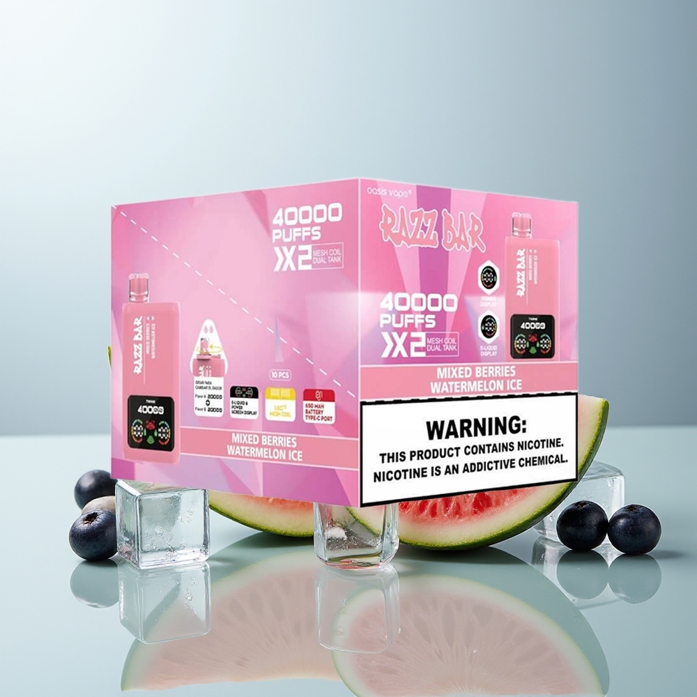 Wholesale Canada Razz Bar Disposable Vape 40000 Puffs Type-C Port Mixed Berries Watermelon Ice