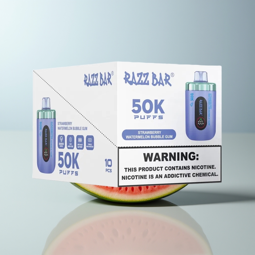 Wholesale Canada Razz Bar Disposable Vape 50K Puffs 2 Nicotine Strawberry Watermelon Bubble Gum
