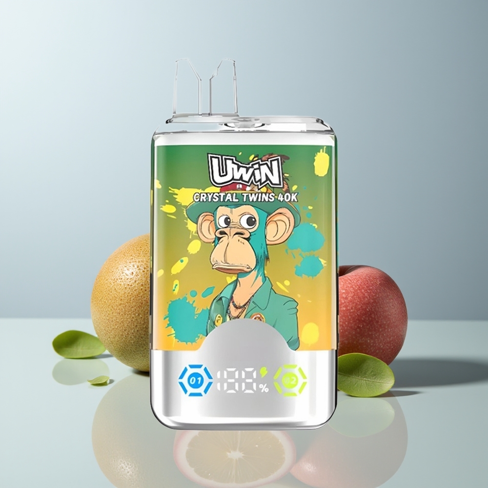 Wholesale Canada Uwin Crystal Twins 40000 Puffs 32ml Rechargeable Kiwi Passion Fruit Guava Two Apple