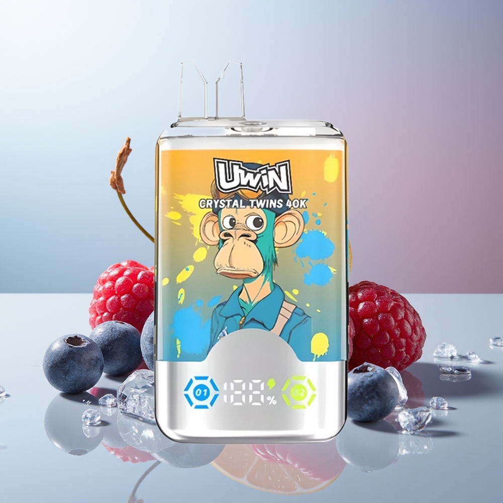 Wholesale Canada Uwin Crystal Twins 40000 Puffs Rechargeable Type-C Blueberry Raspberry Cherry Ice
