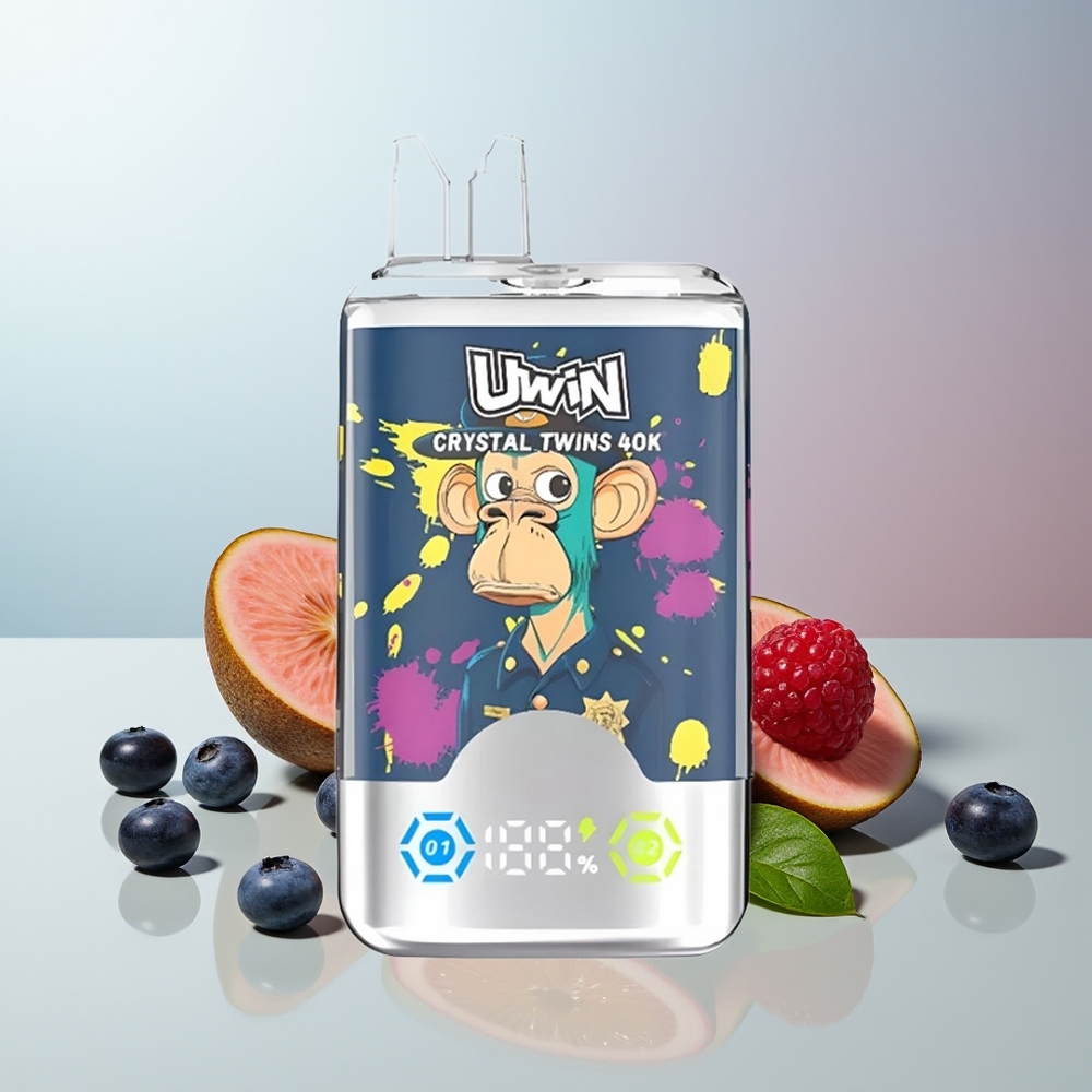 Wholesale Canada Uwin Crystal Twins 40000 Puffs Rechargeable Type-C Kiwi Passion Fruit Guava Blueberry Raspberry