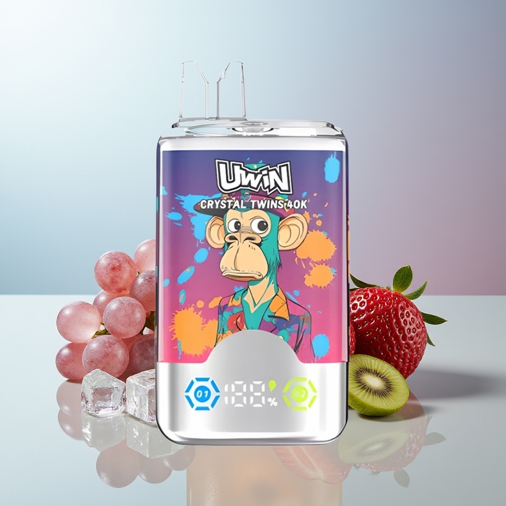 Wholesale Canada Uwin Crystal Twins 40000 Puffs Rechargeable Type-C Strawberry Kiwi Grape Ice