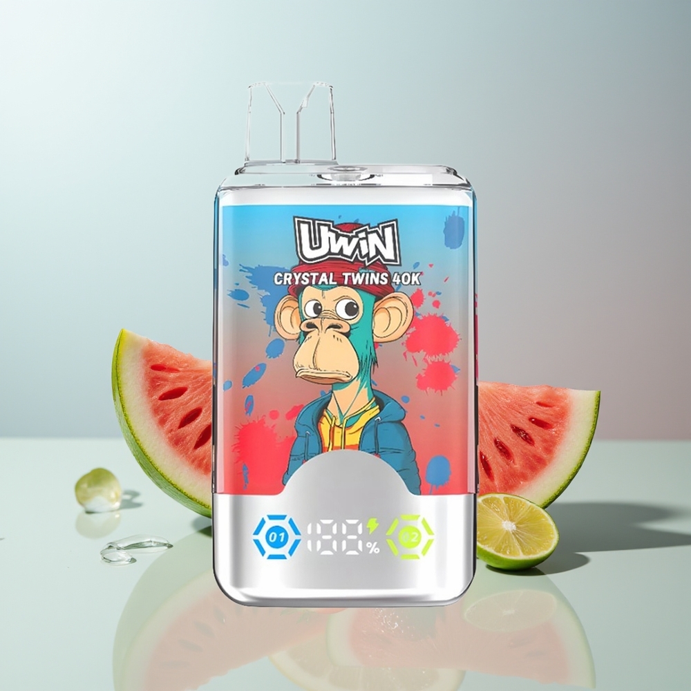 Wholesale Canada Uwin Crystal Twins 40000 Puffs Rechargeable Type-C Strawberry Watermelon Lemon Lime