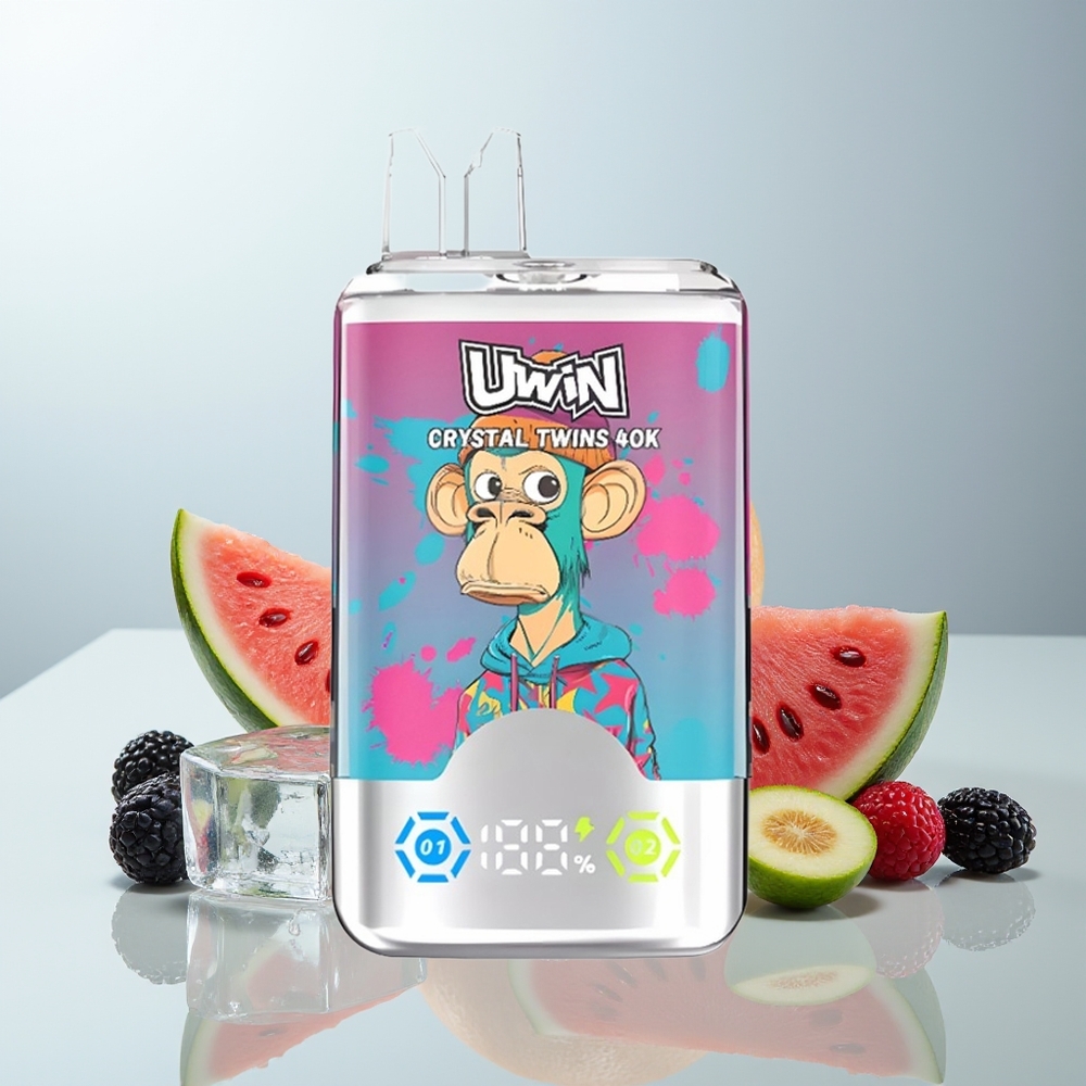 Wholesale Canada Uwin Crystal Twins 40000 Puffs Rechargeable Type-C Watermelon Ice Mixed Berries