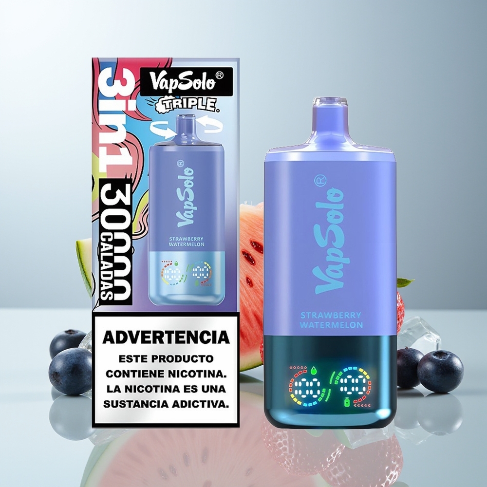 Wholesale Canada VapSolo Triple 30000 Puffs 40ml Strawberry Watermelon  Blueberry Ice