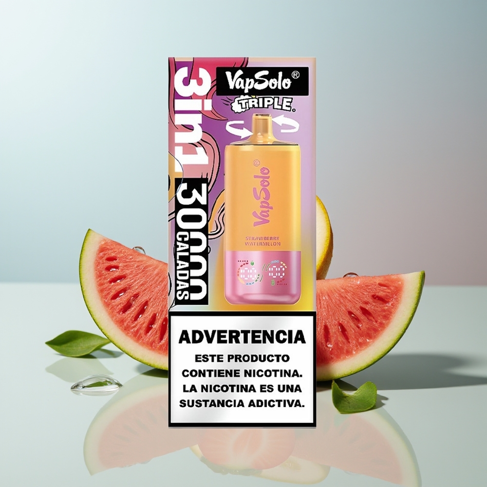 Wholesale Canada VapSolo Triple 30000 Puffs 40ml Strawberry Watermelon  Lemon Peach