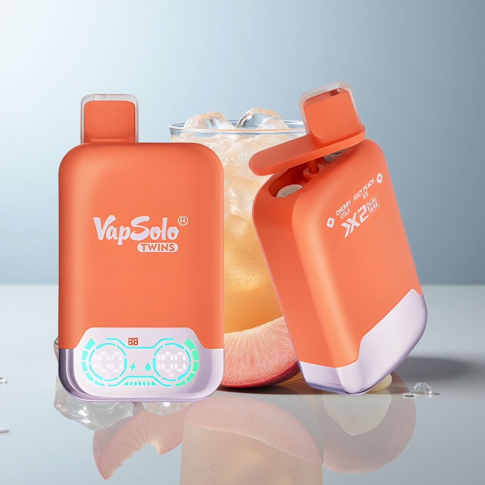 Wholesale Canada VapSolo Twins 20000 Puffs 40ml Cherry Cola  Juicy Peach Ice