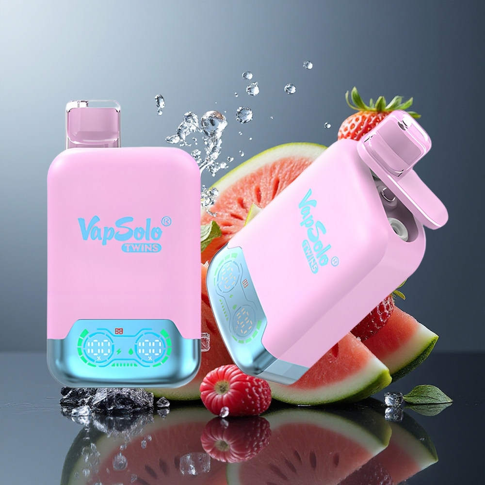 Wholesale Canada VapSolo Twins 20000 Puffs 40ml Type-C Black Ice Dragon Fruit Strawberry  Raspberry Watermelon