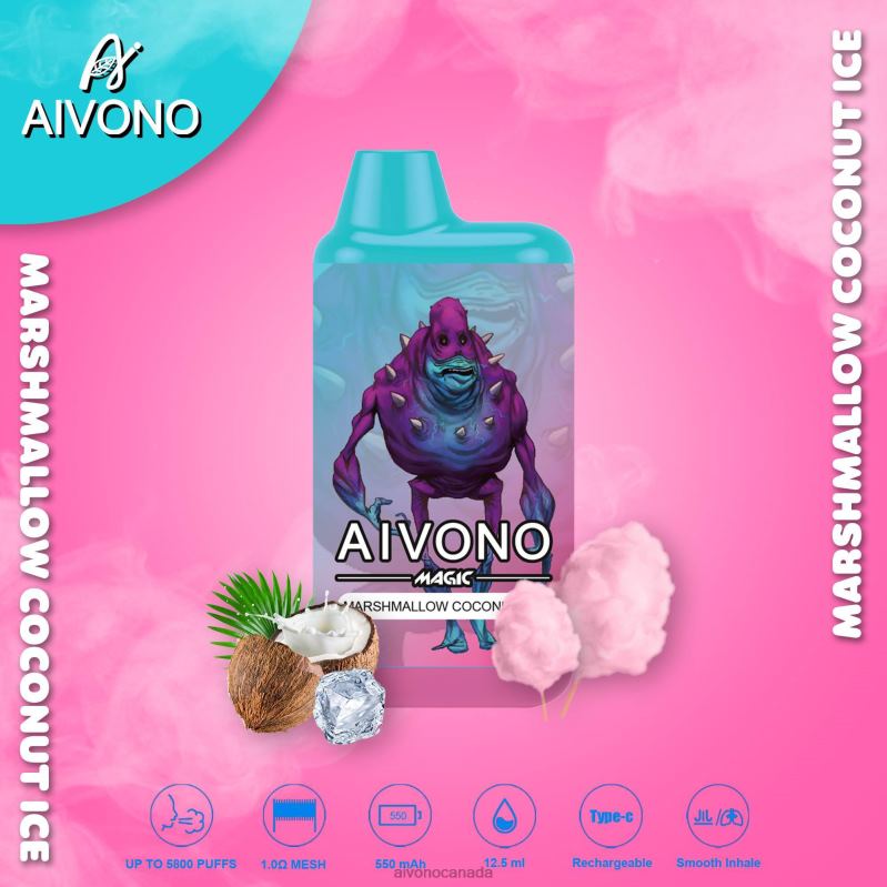 Aivono AIM MAGIC 5800 Mouth Box Cigarette Marshmallow Coconut Ice RBX2X95 - Aivono Vape Canada