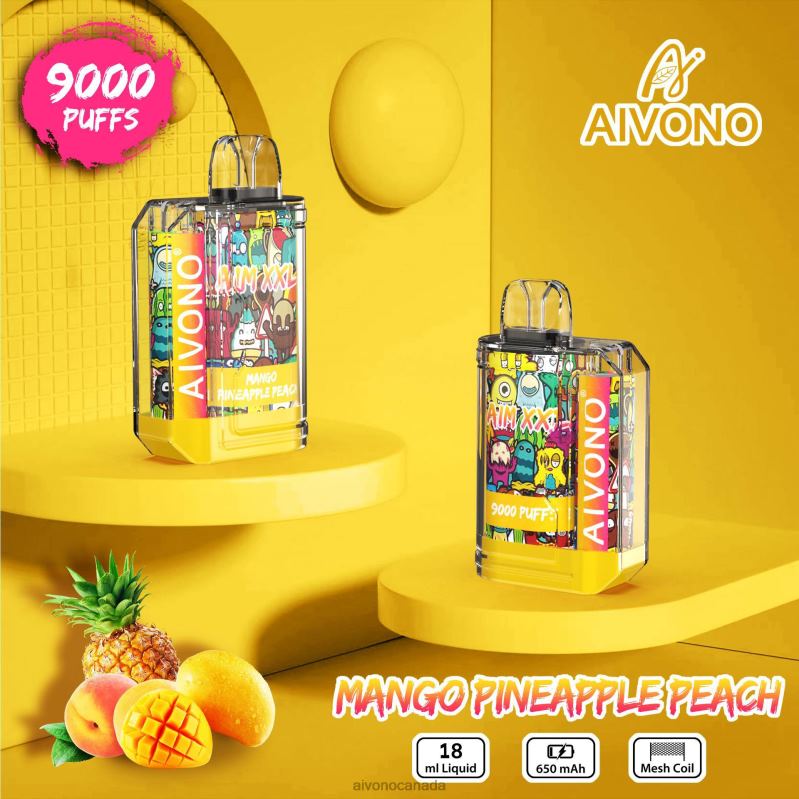 Aivono AIM XXL 9000 Mouth Sticker Transparent Mango Pineapple Peach RBX2X49 - Aivono Vape