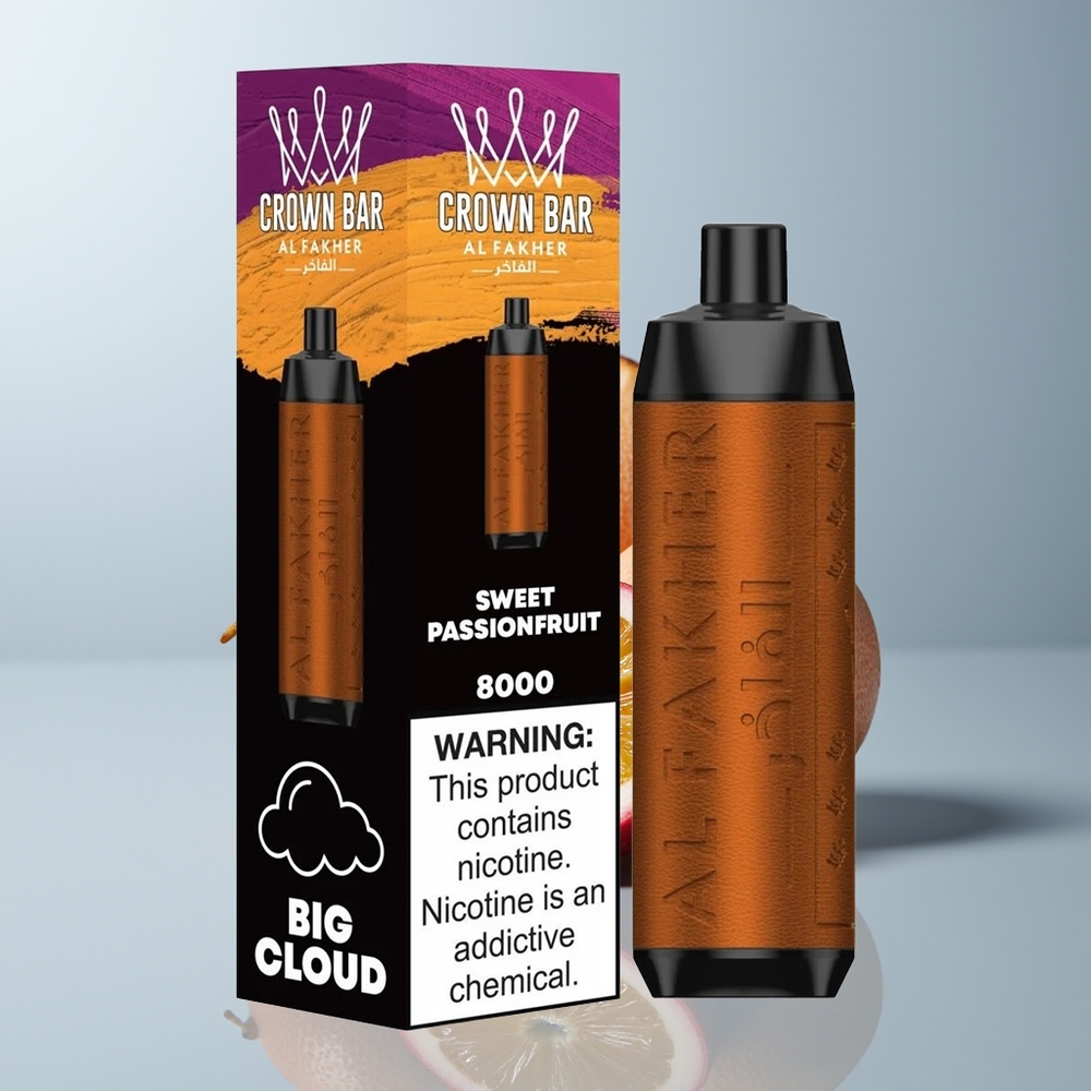 Wholesale Canada Al Fakher Crown Bar 8000 Puffs 18ml e-Liquid Sweet Passionfruit