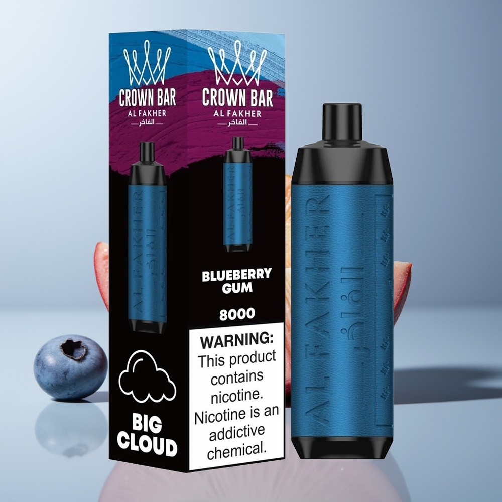 Wholesale Canada Al Fakher Crown Bar 8000 Puffs USB Type-C Blueberry Gum
