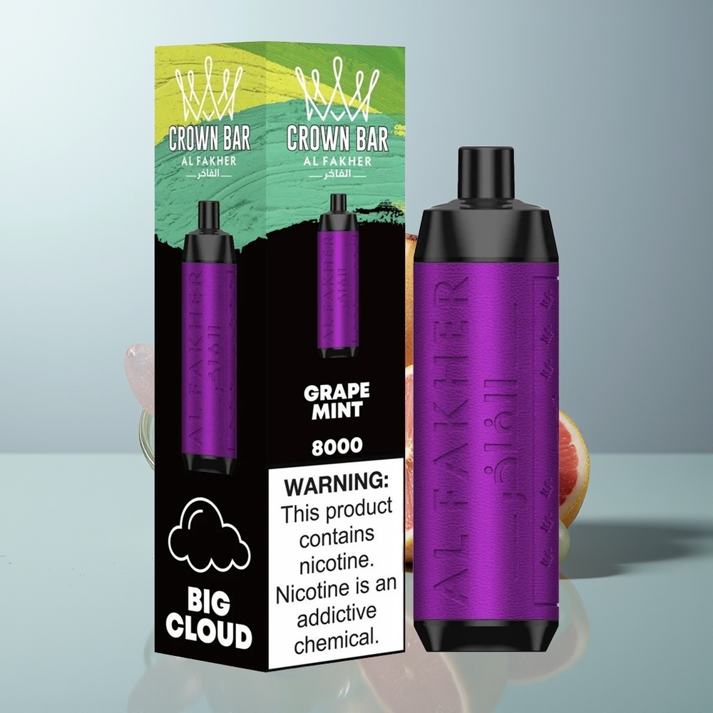 Wholesale Canada Al Fakher Crown Bar 8000 Puffs USB Type-C Grape Mint