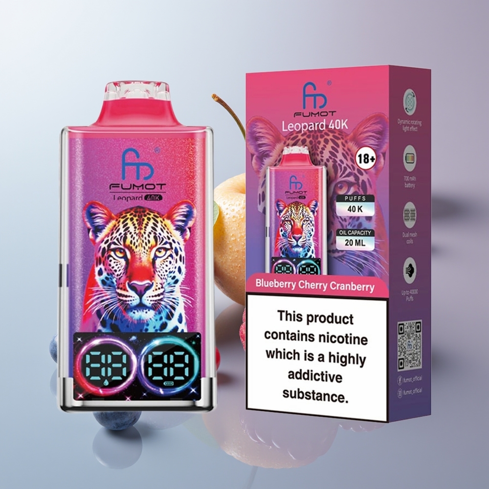 Wholesale Canada Fumot Leopard 40000 Puffs Dual Mesh Blueberry Cherry Cranberry