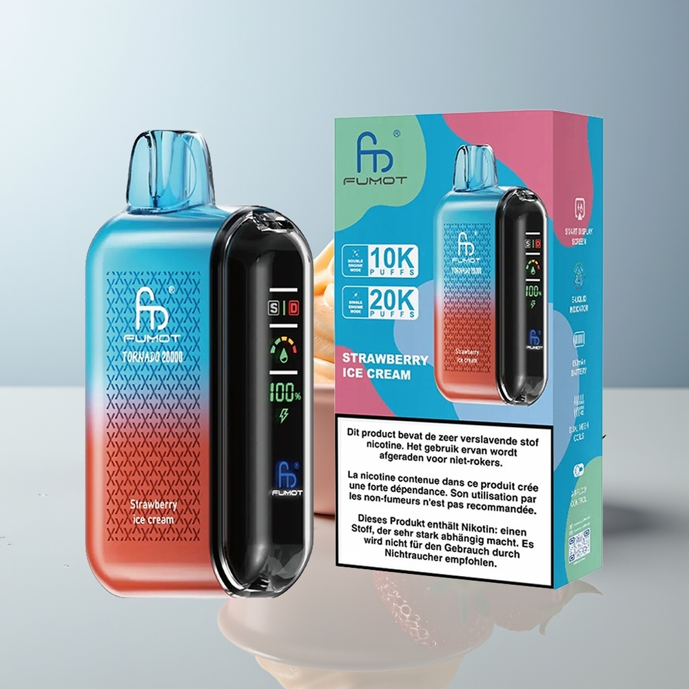 Wholesale Canada Fumot Tornado 20000 Puffs Dual Mesh Coil Strawberry Ice Cream