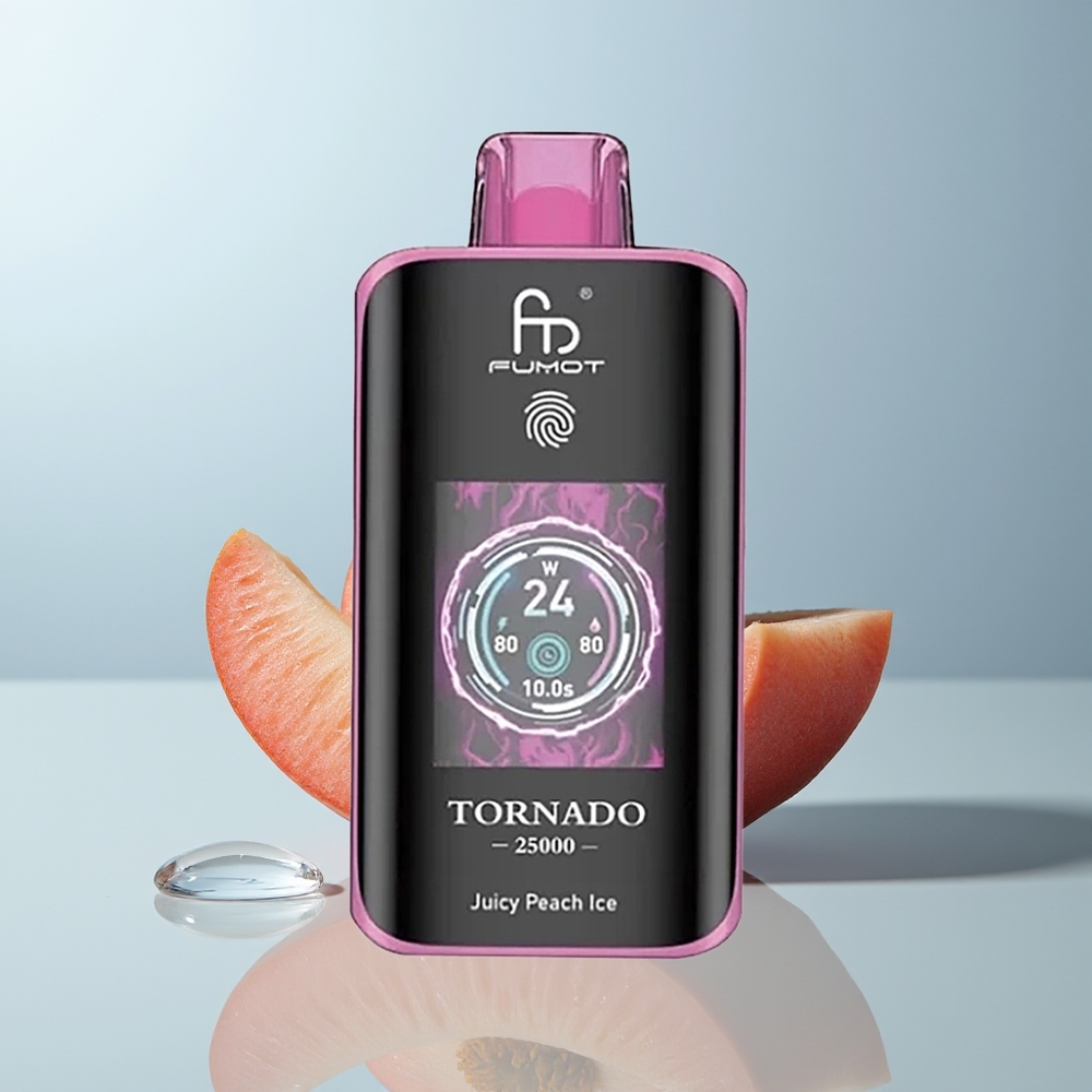 Wholesale Canada Fumot Tornado 25000 Puffs Rechargeable Battery Juicy Peach Ice