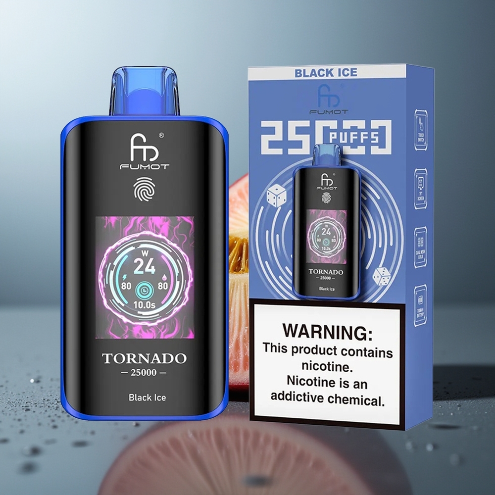 Wholesale Canada Fumot Tornado 25000 Puffs Rechargeable HD Screen Black Ice