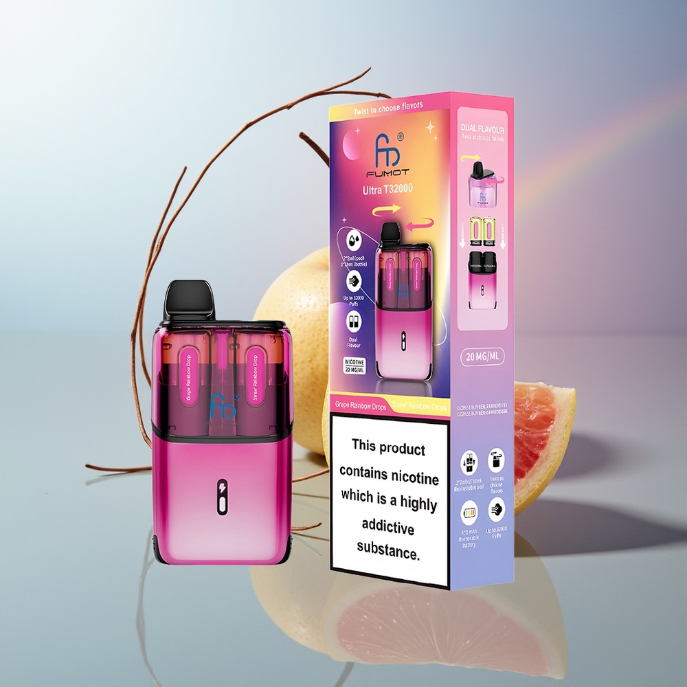 Wholesale Canada Fumot Ultra T32000 32000 Puffs Type-C Fast Charging Grape Rainbow Drops - Strawberry Rainbow Drops