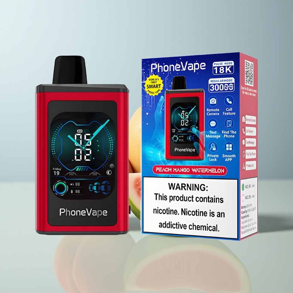Wholesale Canada JNR PhoneVape 30000 puffs Adjustable Airflow App Controlled Peach Mango Watermelon