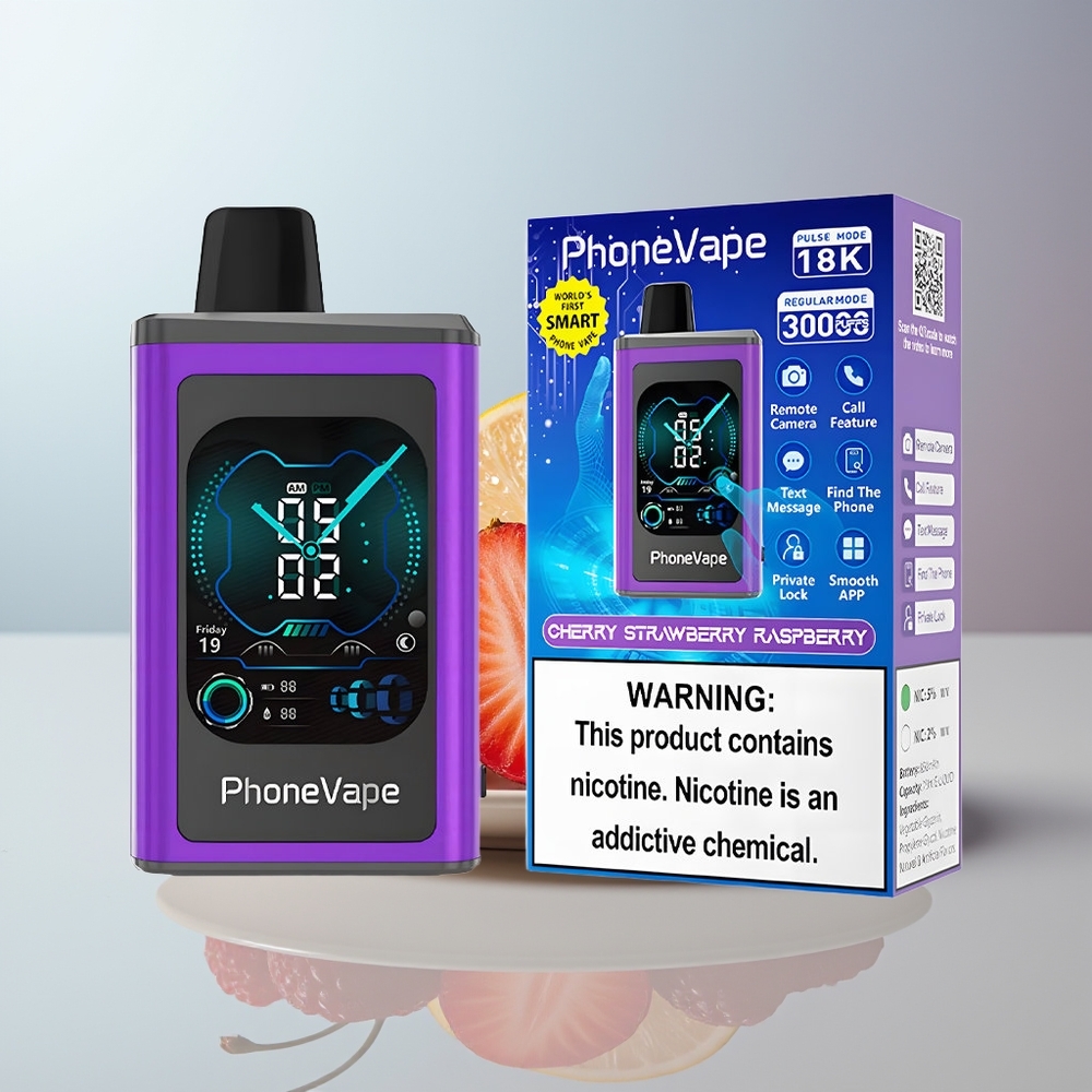 Wholesale Canada JNR PhoneVape 30000 puffs App Controlled Turbo Mode Cherry Strawberry Raspberry