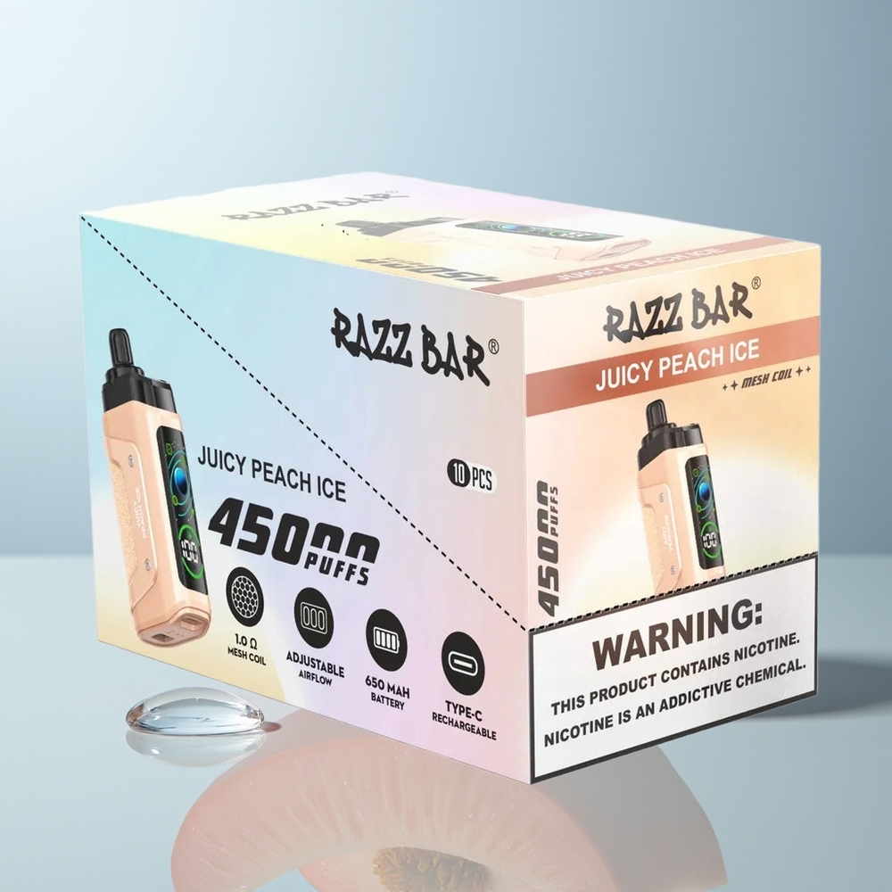 Wholesale Canada Razz Bar Disposable Vape 45000 Puffs Mesh Coil Juicy Peach Ice
