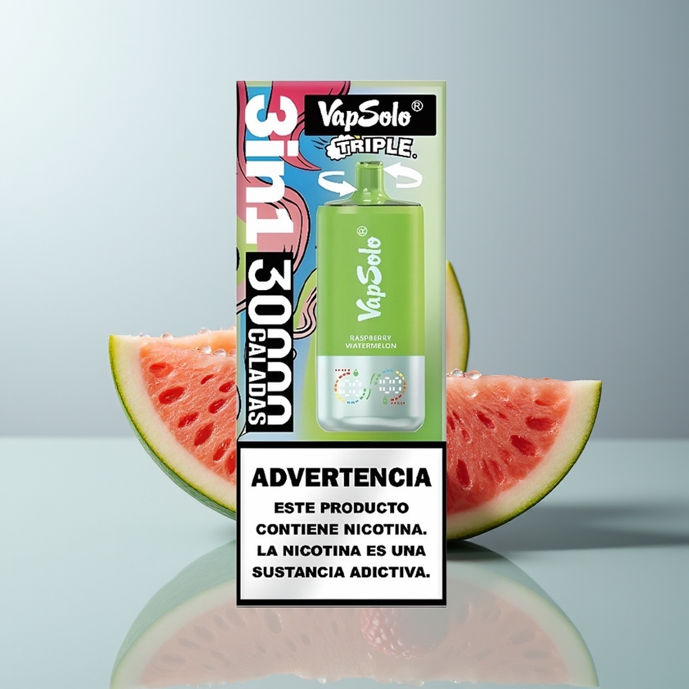 Wholesale Canada VapSolo Triple 30000 Puffs 3 Oil Tanks Raspberry Watermelon