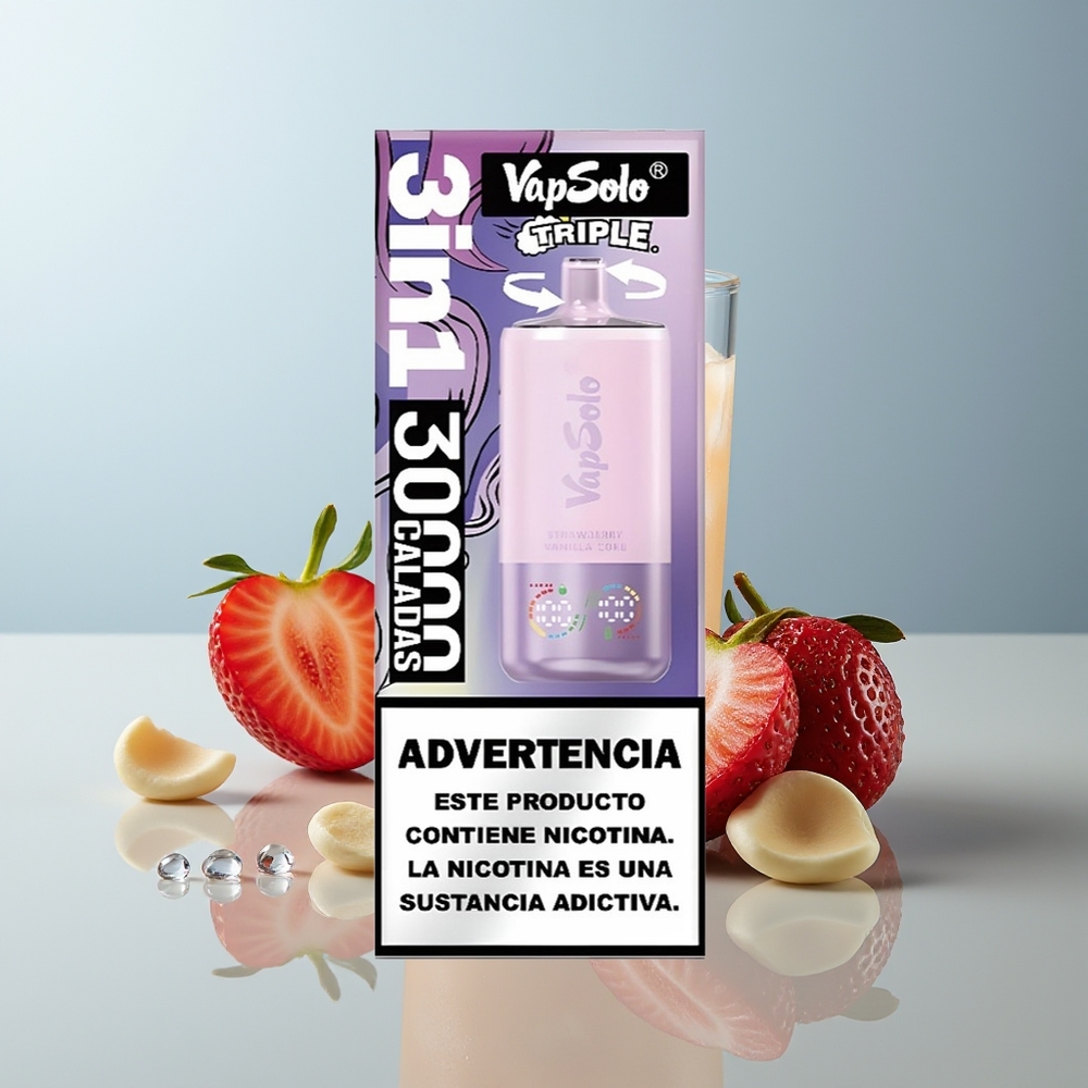 Wholesale Canada VapSolo Triple 30000 Puffs 40ml Strawberry Vanilla Coke